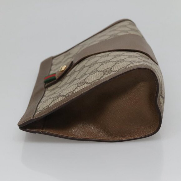 GUCCI GG Supreme Web Sherry Line Clutch Bag PVC Beige Gold 89 01 033 Auth BA4626 - Picture 4 of 16